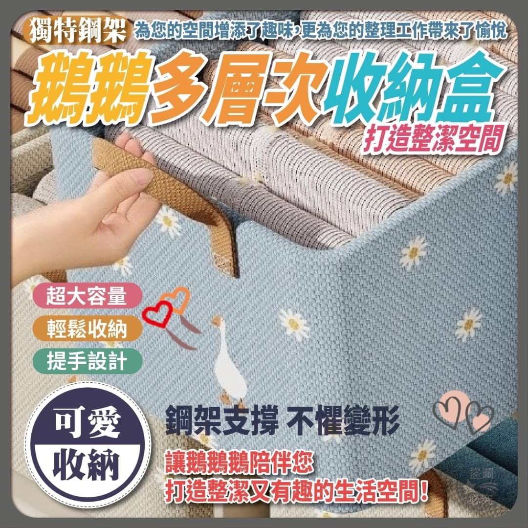 02/01免150▲E1-獨特鋼架-鵝鵝多層次收納盒(2個)