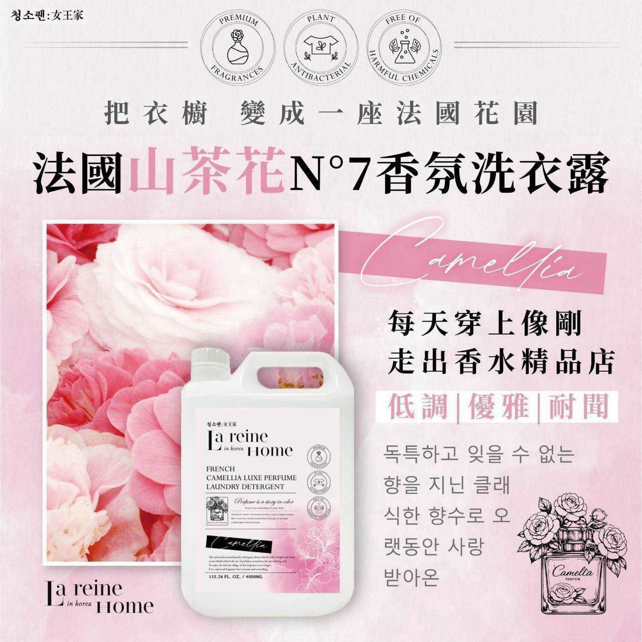 預購-08/10免5▲外-女王家法國山茶花N°7香氛洗衣露4000ml