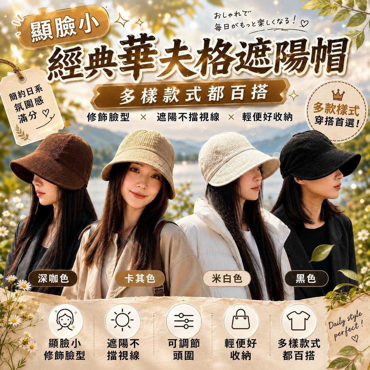 預購-07/27免150UP▲L5箱-AQ3229顯臉小經典華夫格遮陽帽