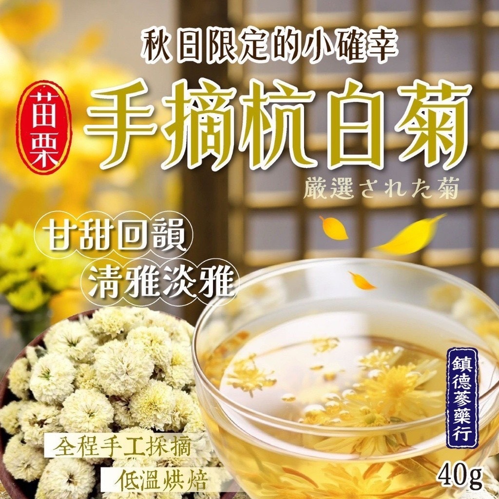 預購-10/27免40UP▲鎮德蔘藥行💛秋日限定的小確幸!!甘甜回韻🤩養肝明目🌼苗栗手摘杭白菊40g