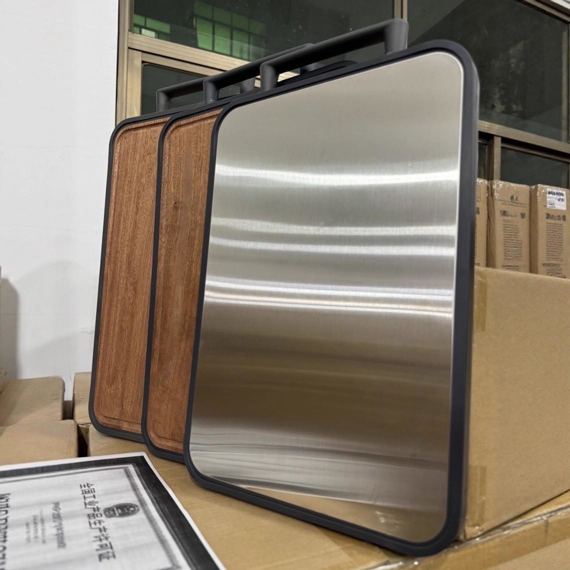 預購-03/23免10UP▲A3-AQ2473烏檀紅木×不鏽鋼雙面抗菌防霉菜板