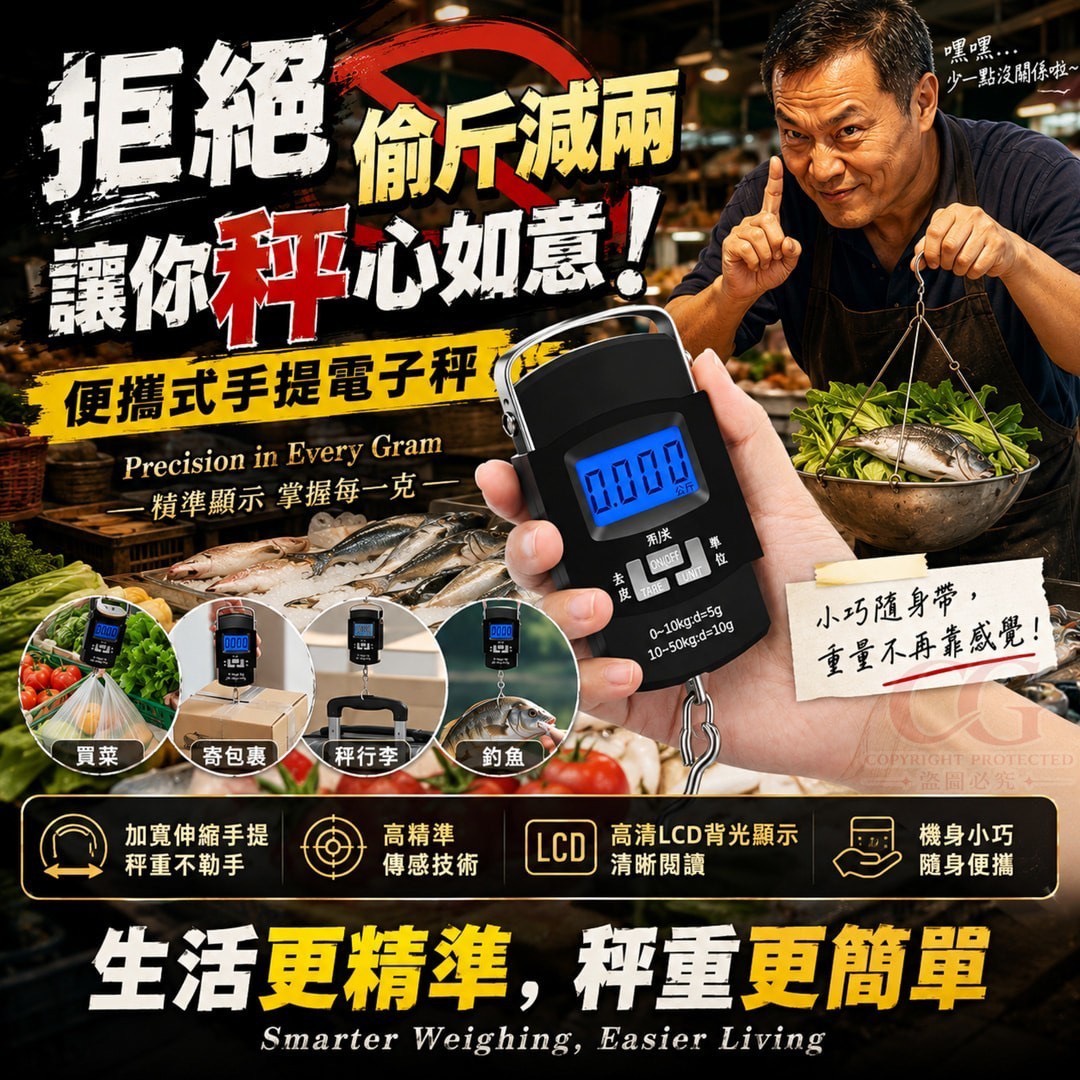 預購-07/09免100UP▲P-AQ3082便攜式手提電子秤