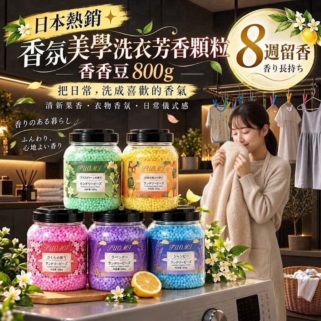 預購-11/02免45▲後-A06-TM0058-🌸日本熱銷✨香氛美學洗衣芳香顆粒香香豆800g(2瓶)