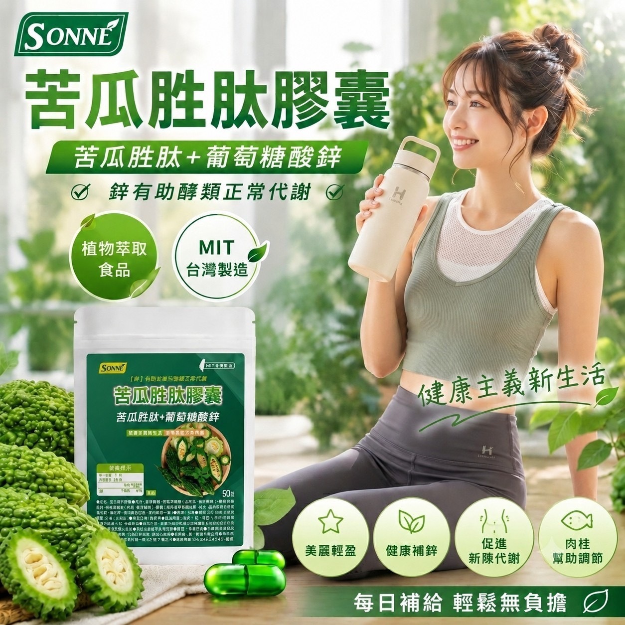 預購-07/16免50UP▲💚SONNE苦瓜胜肽膠囊30入
