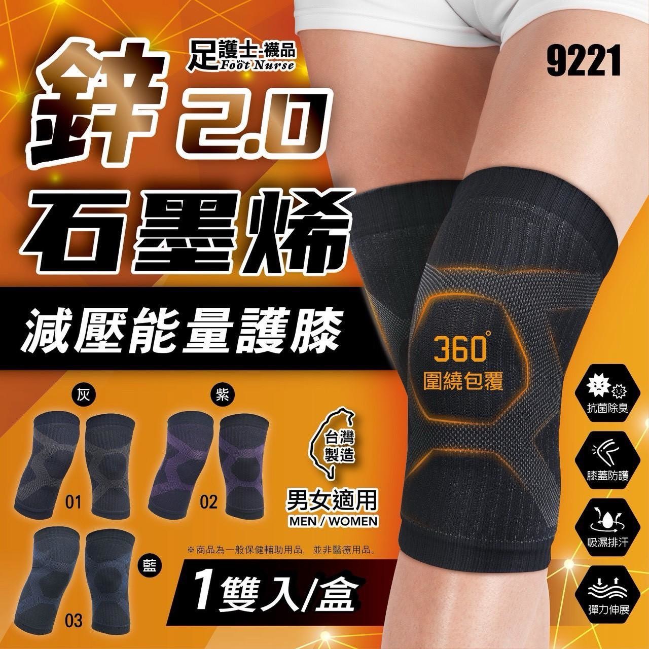 預購-11/17免100UP▲F5箱-鋅+石墨烯2.0減壓能量護膝ㄧ雙/盒