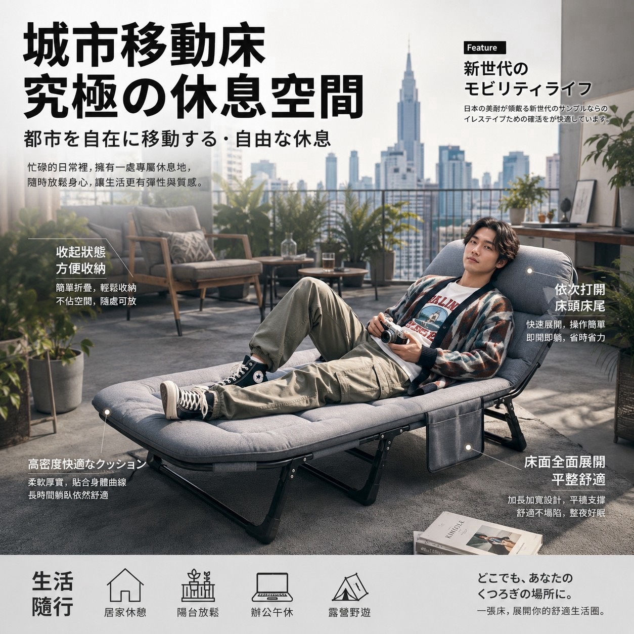 預購-07/23免2UP▲外-3秒瞬收躺睡折疊床