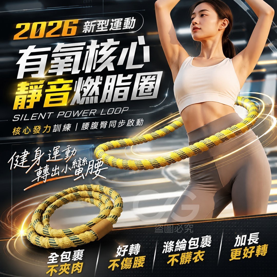 預購-06/01免16UP▲後-Q3727有氧核心靜音燃脂圈